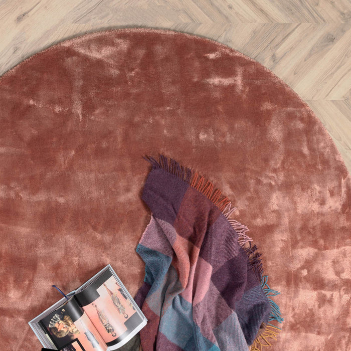 Hioshop Indra vloerkleed Ø200 cm viscose roze.