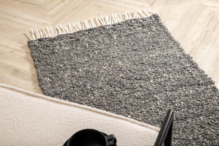 Hioshop Betina vloerkleed 250x80 cm wol grijs.