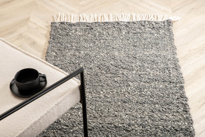 Hioshop Betina vloerkleed 250x80 cm wol grijs.