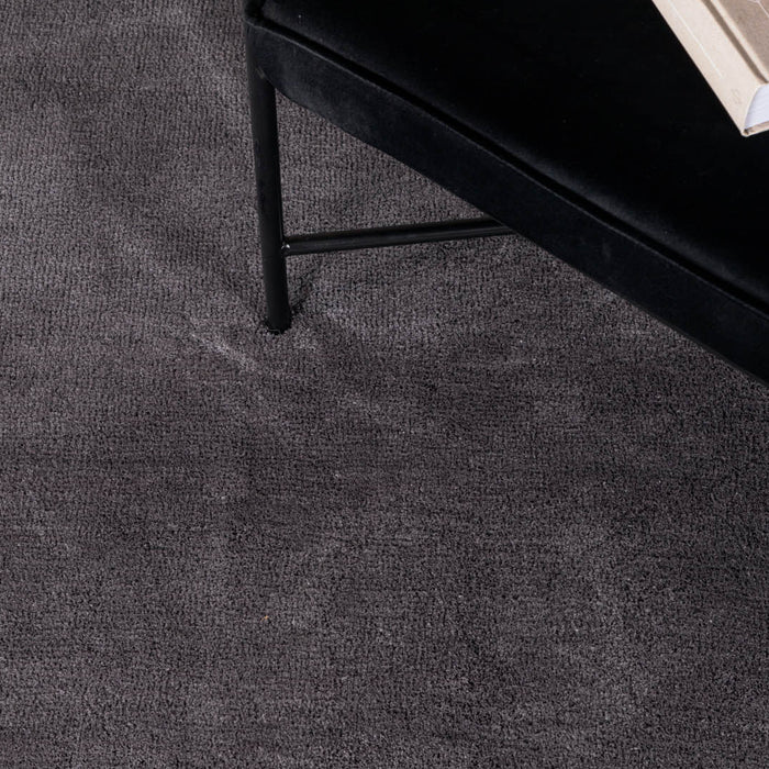 Hioshop Undra vloerkleed Ø200 cm polyester donkergrijs.