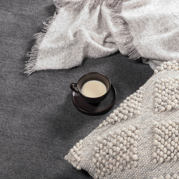 Hioshop Ulla vloerkleed Ø200 cm wol donkergrijs.