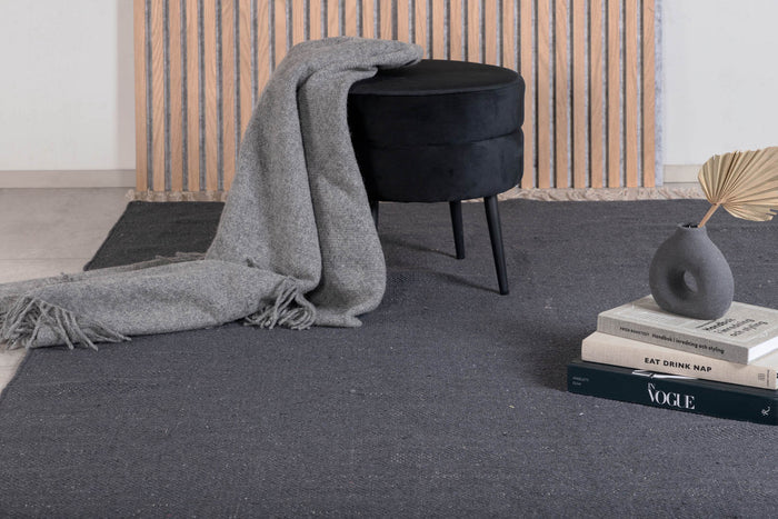 Hioshop Panipat vloerkleed 240x170 cm katoen donkergrijs.