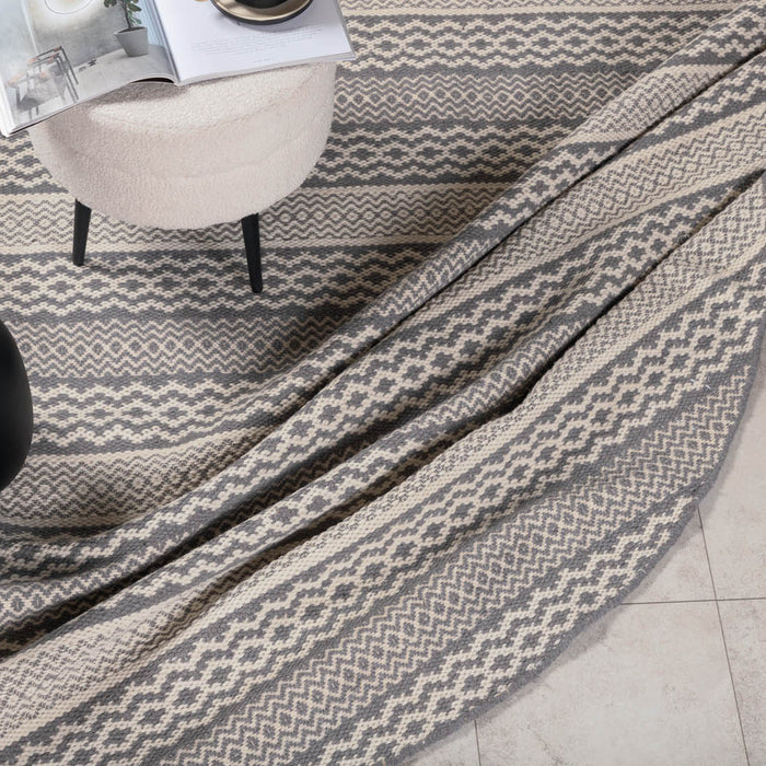 Hioshop Sishu vloerkleed Ø200 cm wol lichtgrijs.