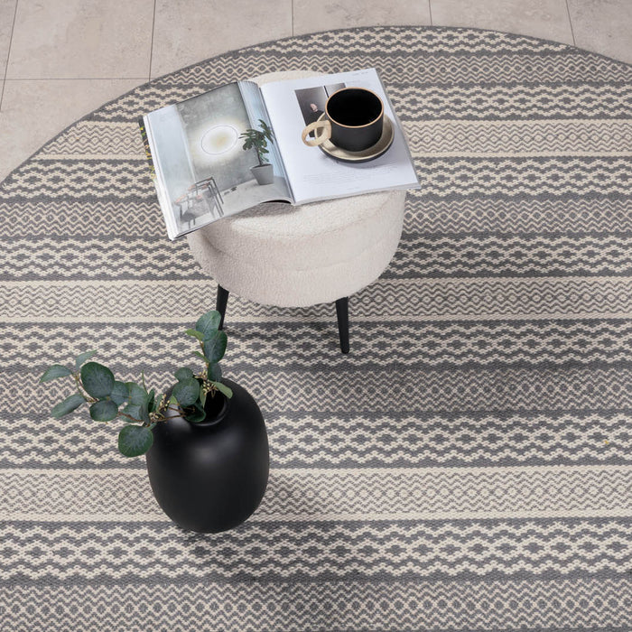 Hioshop Sishu vloerkleed Ø200 cm wol lichtgrijs.