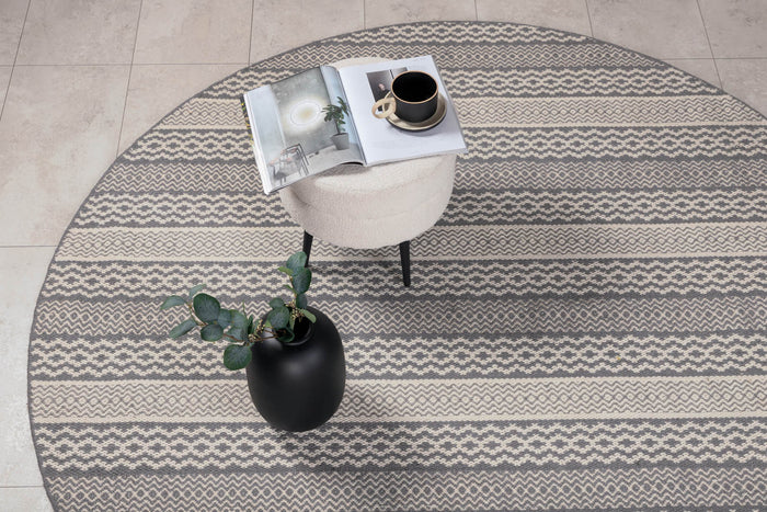 Hioshop Sishu vloerkleed Ø200 cm wol lichtgrijs.