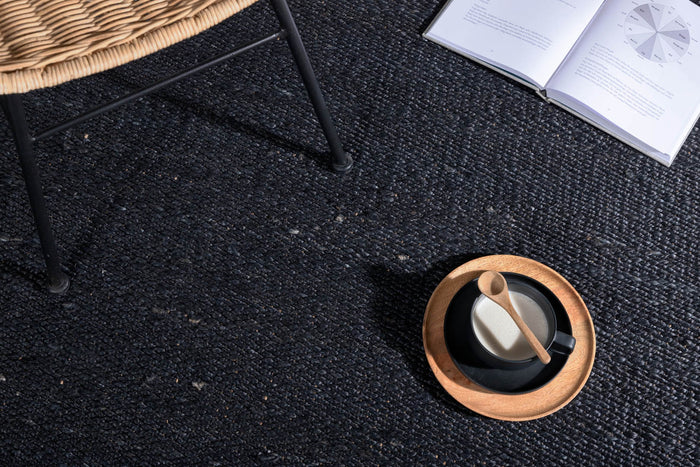 Hioshop Kali vloerkleed 300x200 cm jute zwart.