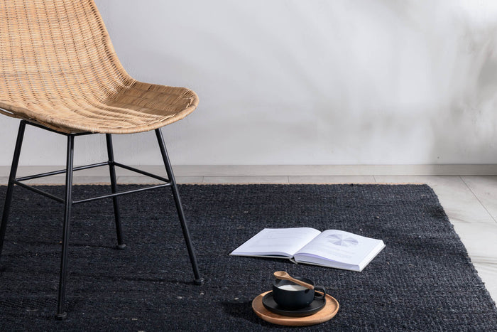 Hioshop Kali vloerkleed 300x200 cm jute zwart.