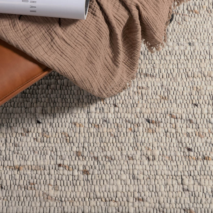 Hioshop Loump vloerkleed 230x160 cm wol beige, wit.