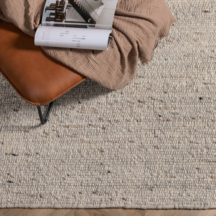 Hioshop Loump vloerkleed 230x160 cm wol beige, wit.