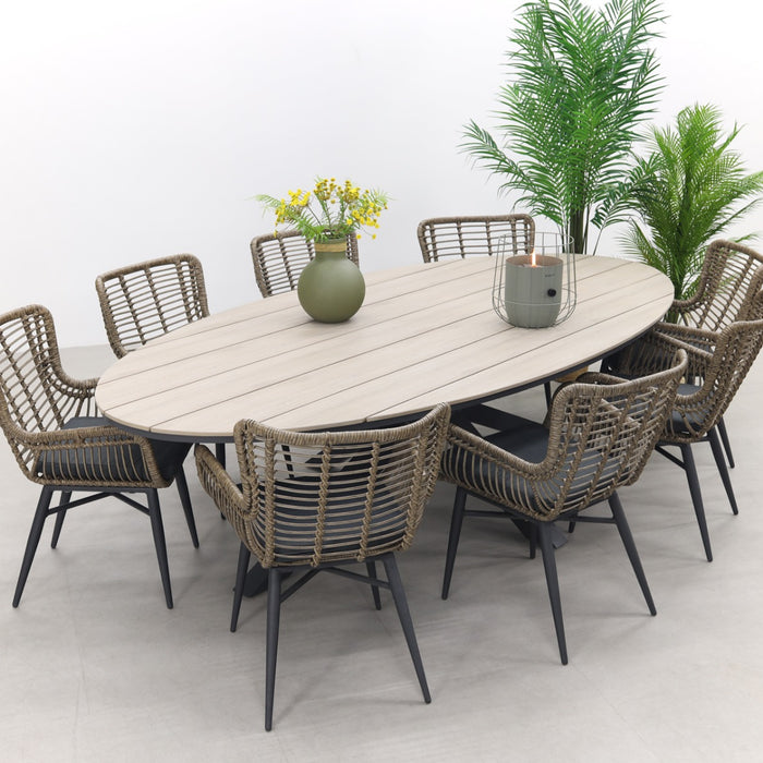 Garden Impressions Jasmine Natural|Edison 280x140 cm. - ovale tuinset