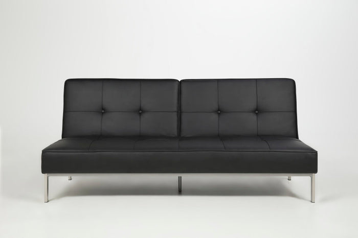 Hioshop Slaapbank Per zwart lederlook.