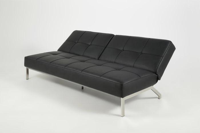 Hioshop Slaapbank Per zwart lederlook.