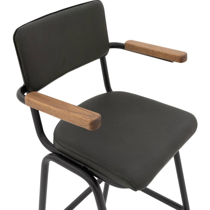 Goossens Barstoel Chaplin - groen Leder met armleuning