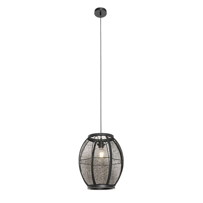 QAZQA Oosterse hanglamp zwart stof 35 cm - Rob