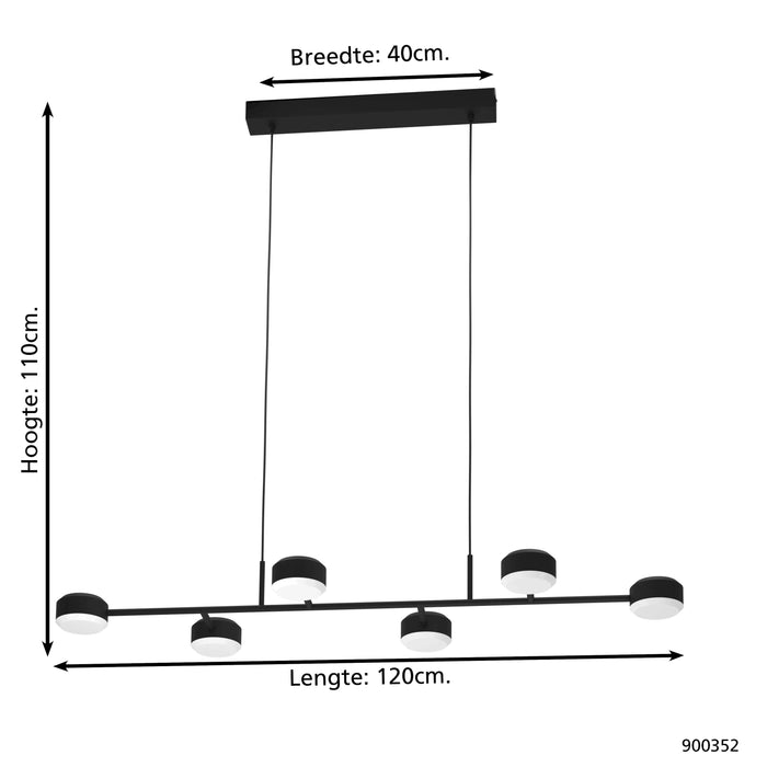 EGLO Clavellina Hanglamp - LED - 120 cm - Zwart|Wit