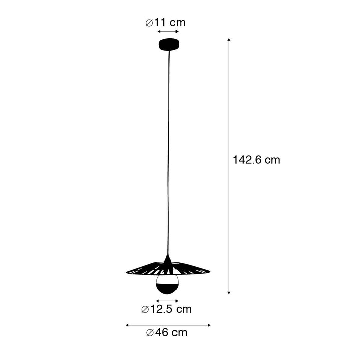 QAZQA LED Hanglamp leia - Zwart - Landelijk - D 46cm