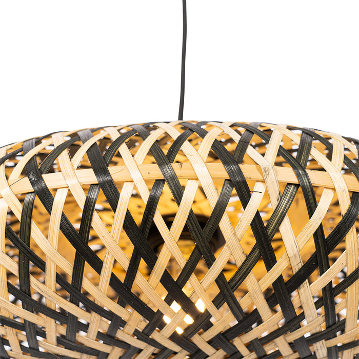 QAZQA Oosterse hanglamp zwart bamboe 40 cm - Ostrava