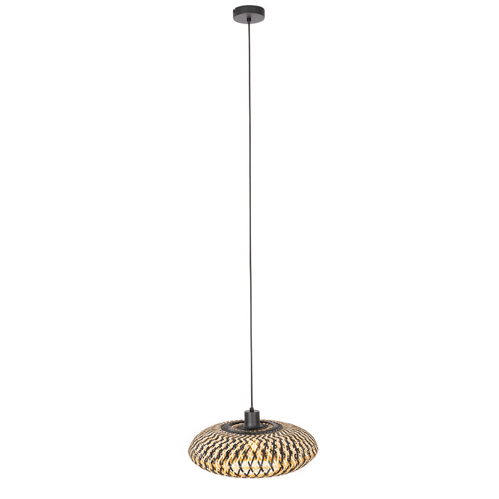 QAZQA Oosterse hanglamp zwart bamboe 40 cm - Ostrava