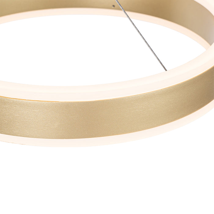 QAZQA Hanglamp messing langwerpig incl. LED 3-staps dimbaar 3-lichts