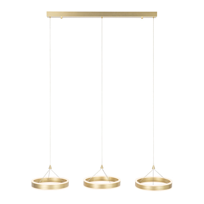 QAZQA Hanglamp messing langwerpig incl. LED 3-staps dimbaar 3-lichts