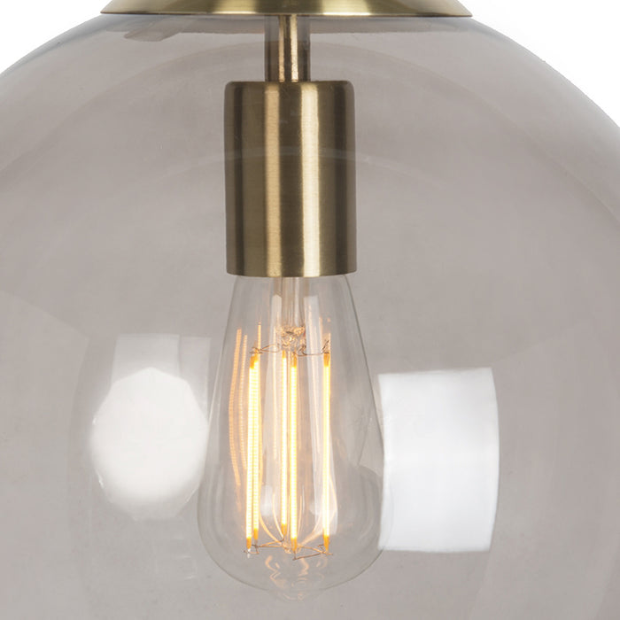 QAZQA Smart hanglamp messing met smoke glas 30 cm incl. Wifi ST64 -