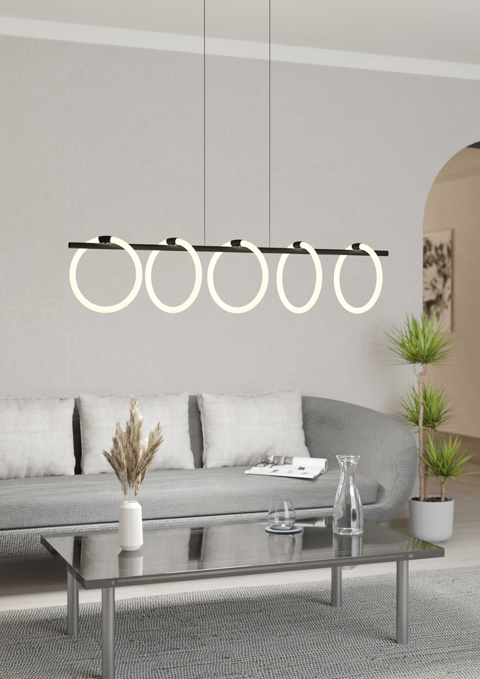 EGLO Caranacoa Hanglamp - LED - 117 cm - Zwart|Wit