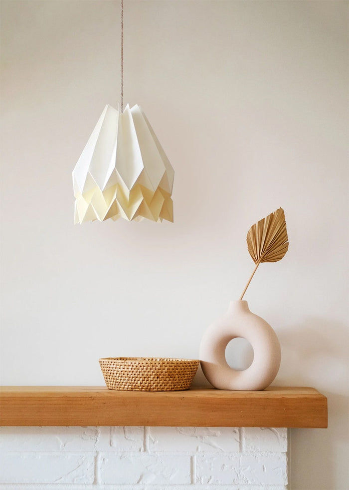 Orikomi Origami Hanglamp - Duo - Wit & Lichtgeel - Koordset wit
