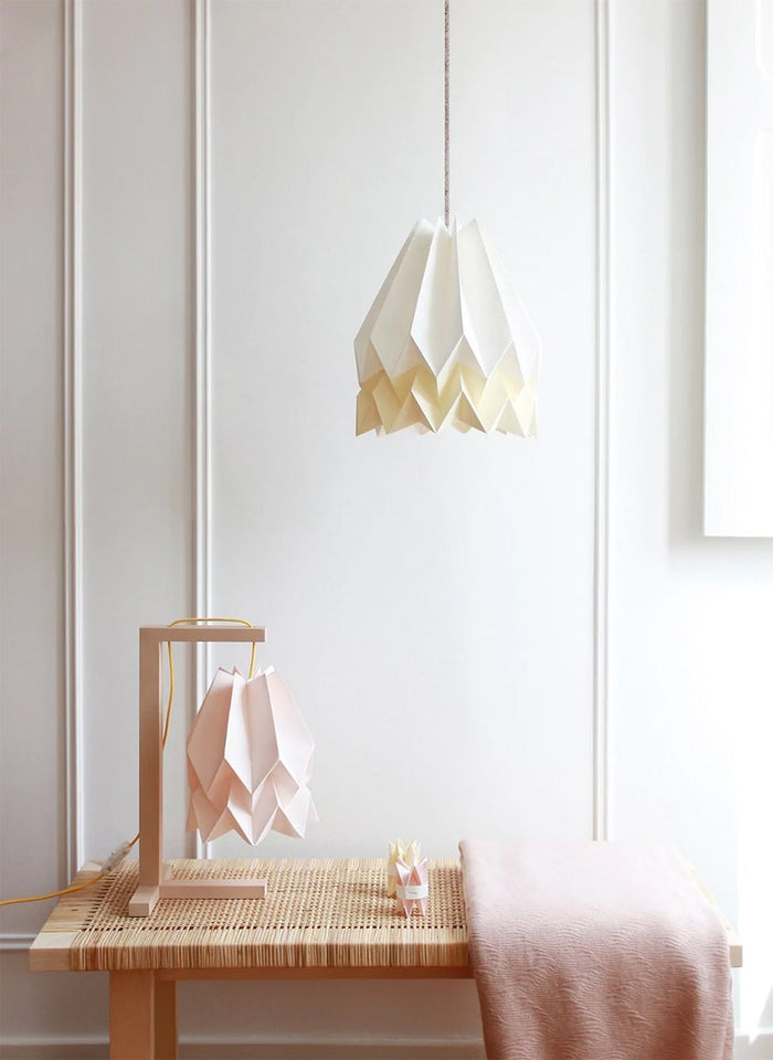Orikomi Origami Hanglamp - Duo - Wit & Lichtgeel - Koordset wit