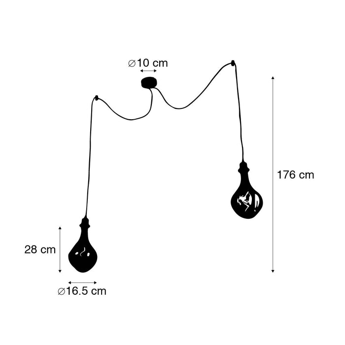QAZQA LED Hanglamp cava luxe - Zwart - Modern - H 176cm