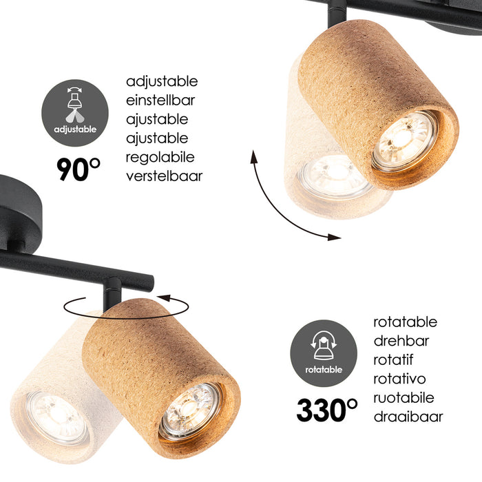 Home Sweet Home LED Opbouwspot Cork 2 - incl. dimbare LED lamp - zwart