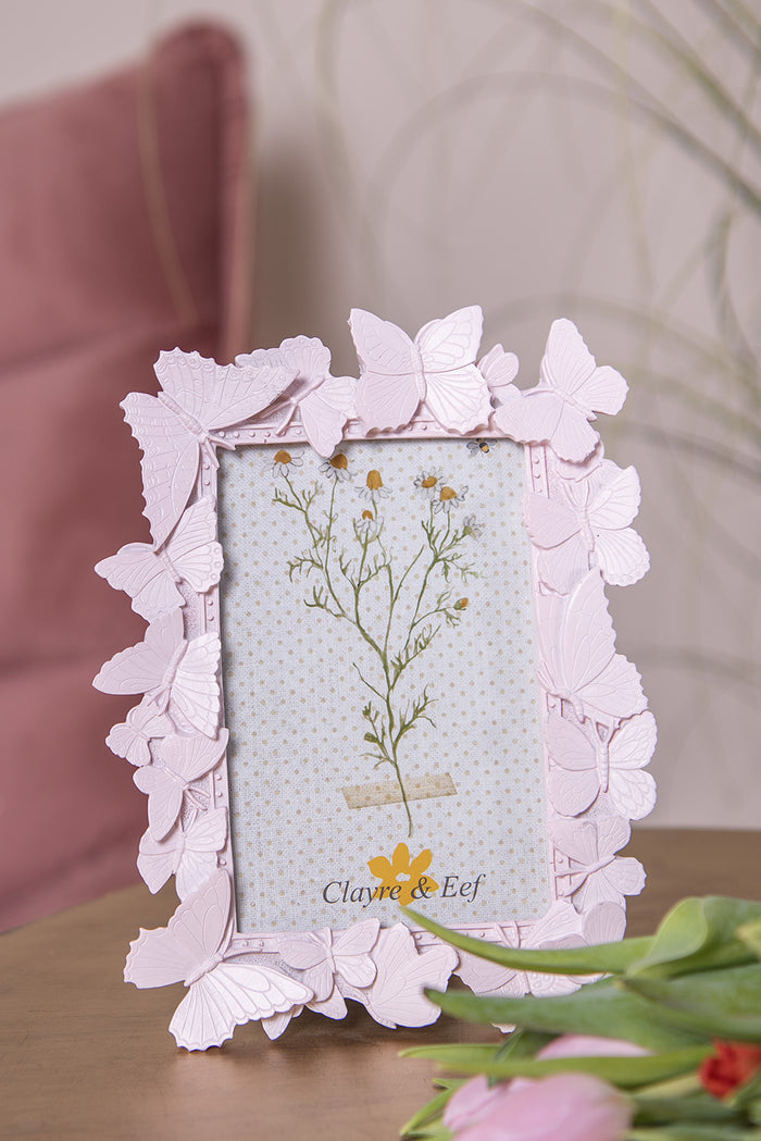 Clayre & Eef Fotolijst 10x15 cm Roze Kunststof Glas Fotokader