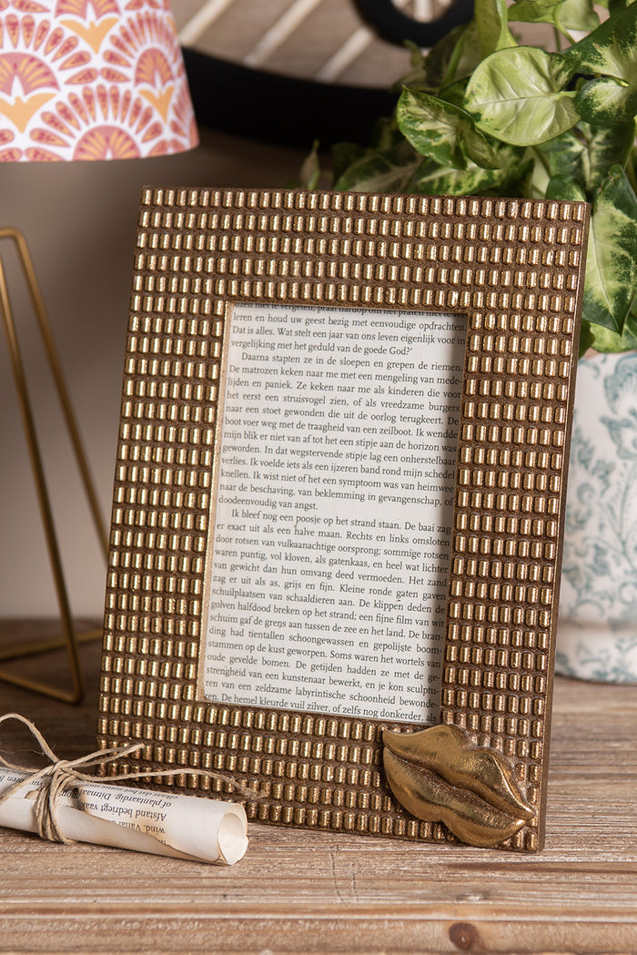 Clayre & Eef Fotolijst 10x15 cm Goudkleurig Kunststof Glas Fotokader