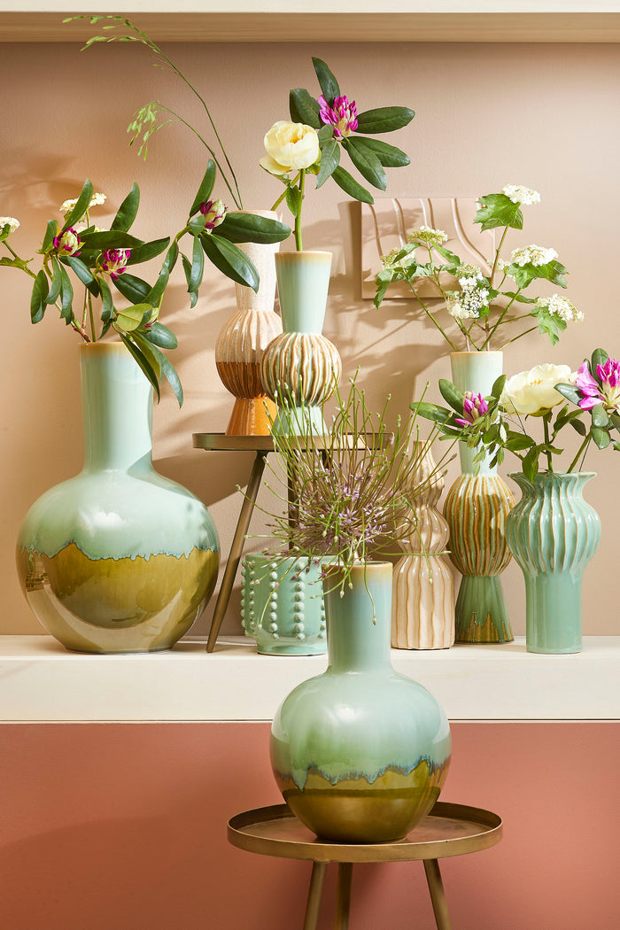 Mica Decorations Noor Vaas - H40,5 x Ø13,5 cm - Keramiek - Lichtgroen