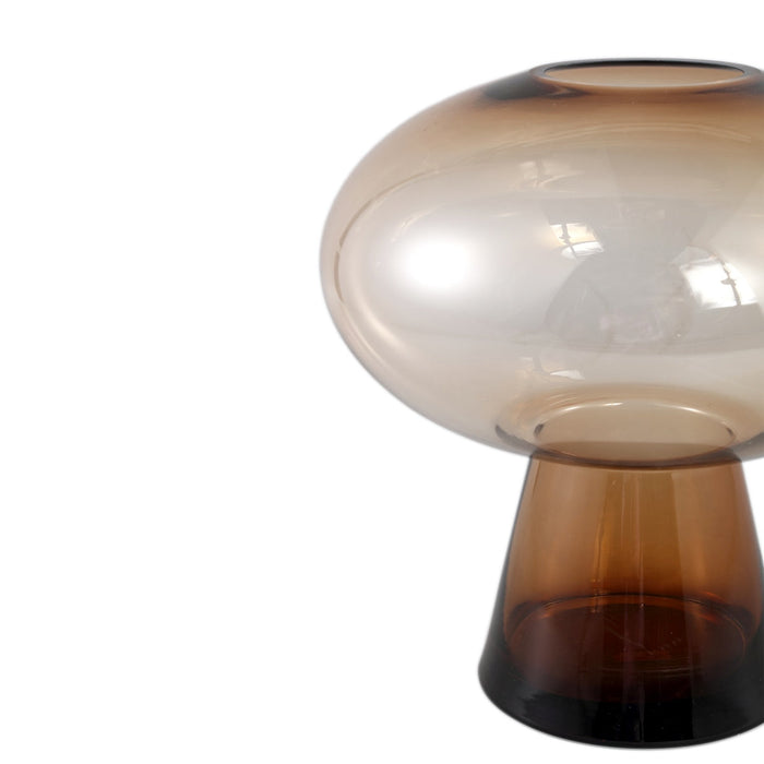 PTMD Minty Brown glass vase round on foot L