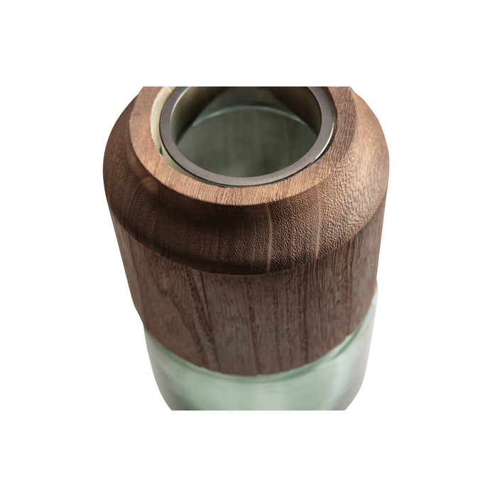 WOOOD Vaas Celeste - Glas|Hout - Blauw|Groen - 23x14x14