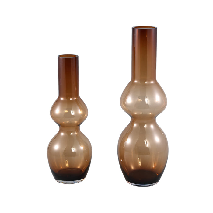 PTMD Joly Brown glass vase long bulb shape L