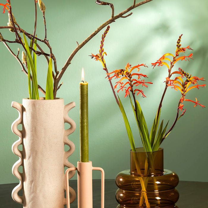 Mica Decorations Lino Vaas - H23 x Ø18 cm - Glas - Bruin