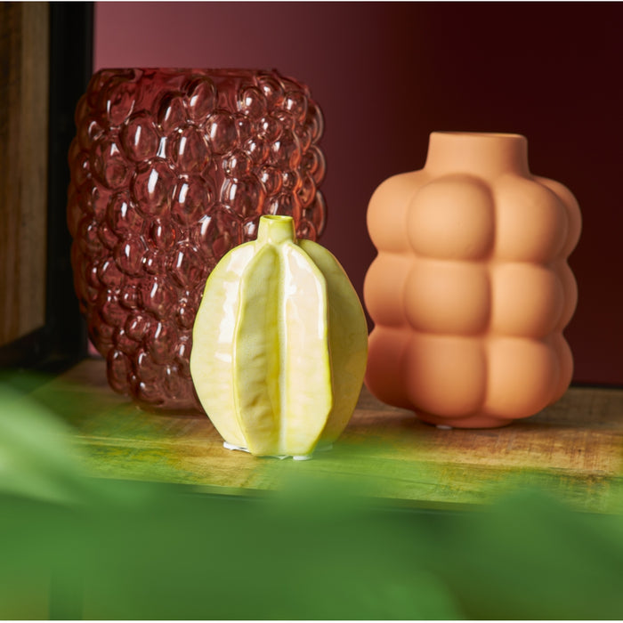 Light & Living Vaas Akosi M - Geel - Keramiek - 13x18x13cm (BxHxD)