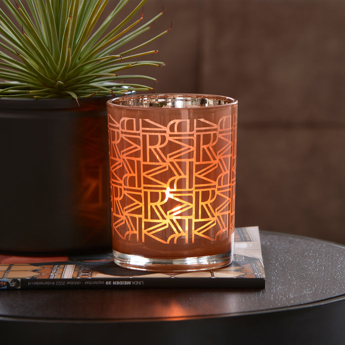 Riviera Maison Waxinelichthouder met RM patroon - Carnelian - Oranje