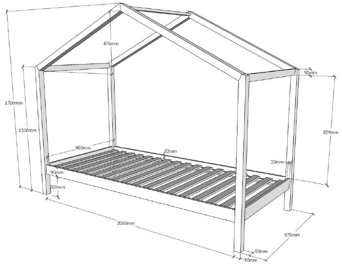 Vipack Dallas Huisbed 90x200 Wit met Textielset