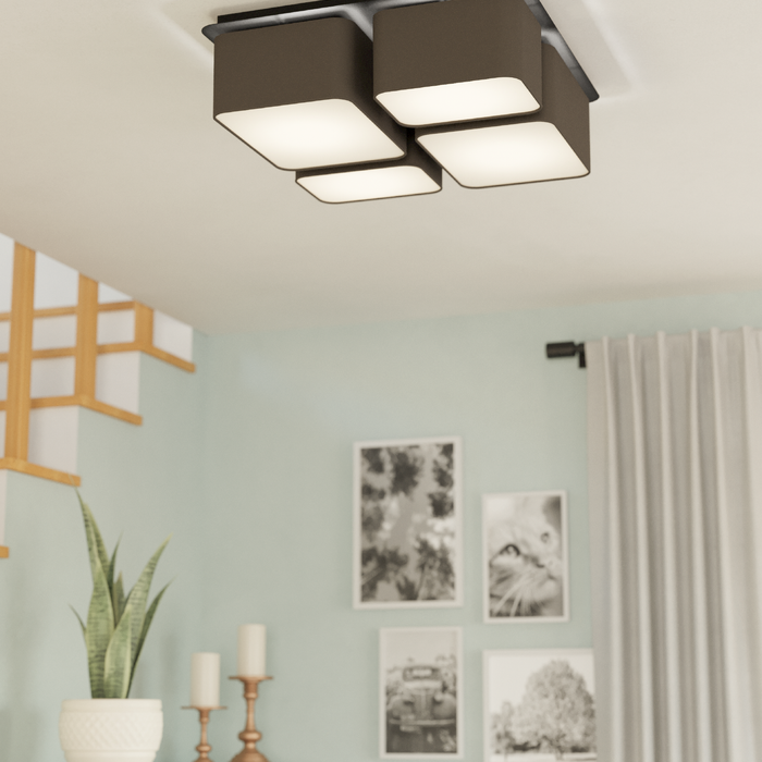 EGLO Mordazo Plafondlamp - E27 - 51 cm - Zwart|Antraciet|Bruin|Wit