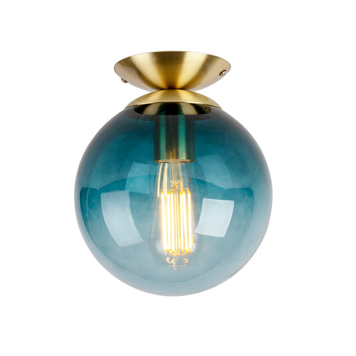 QAZQA Smart plafondlamp messing met oceaanblauw glas incl. Wifi ST64