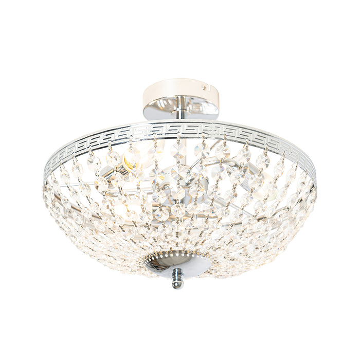 QAZQA Klassieke plafondlamp staal met kristal 3-lichts - Mondrian