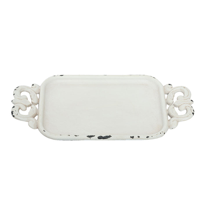 Clayre & Eef Decoratie Dienblad 16x8x1 cm Wit Ijzer Rechthoek