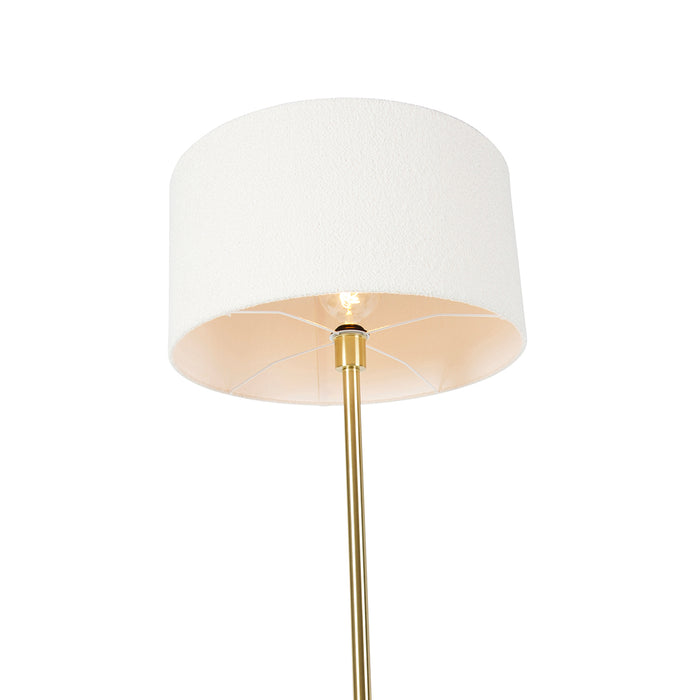 QAZQA Vloerlamp messing met boucle kap wit 50 cm - Simplo