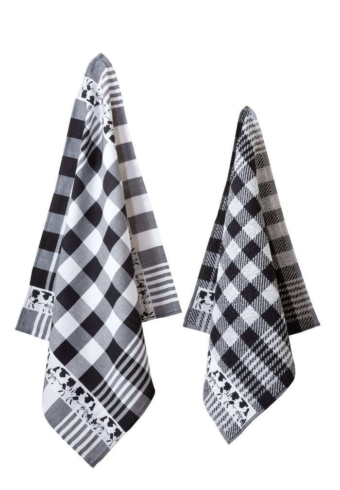 Twentse Damast Theedoekenset - 6 stuks - Koe Zwart