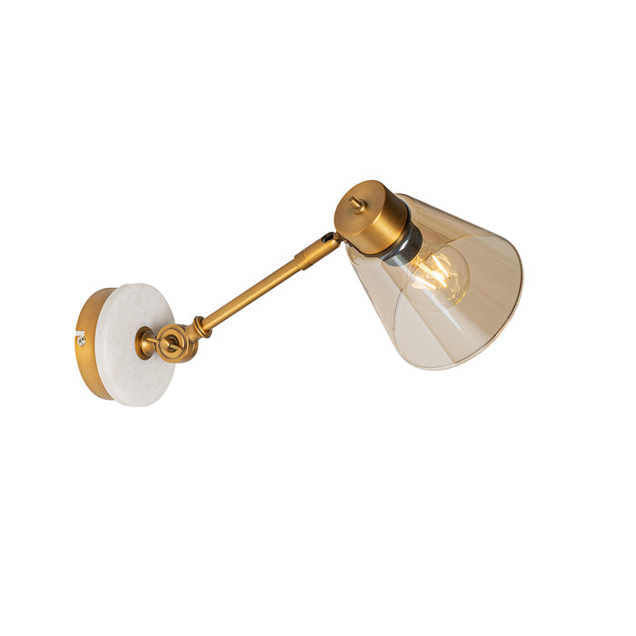 QAZQA Art Deco wandlamp brons met marmer en amber glas - Nina