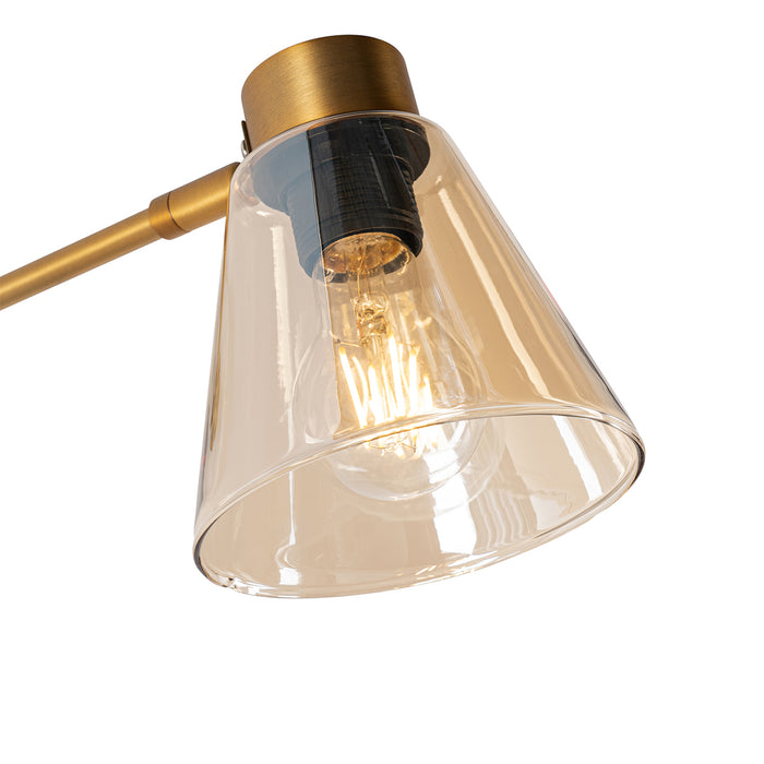 QAZQA Art Deco wandlamp brons met marmer en amber glas - Nina