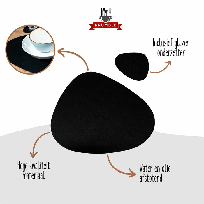 Krumble Placemat set design - 4 stuks - Zwart