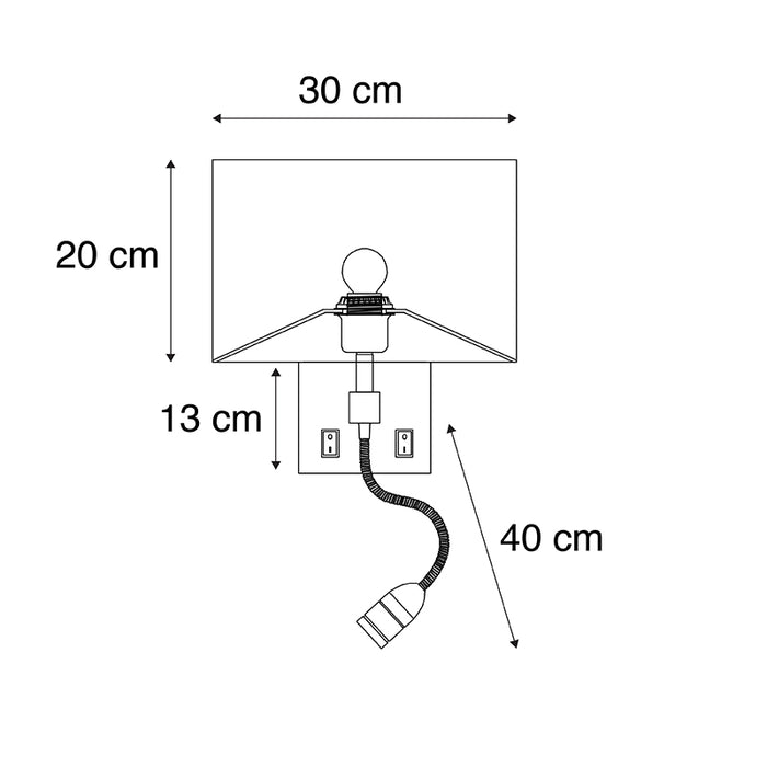 QAZQA Smart Wandlamp staal met kap creme wit incl. Wifi P45 - Bergamo